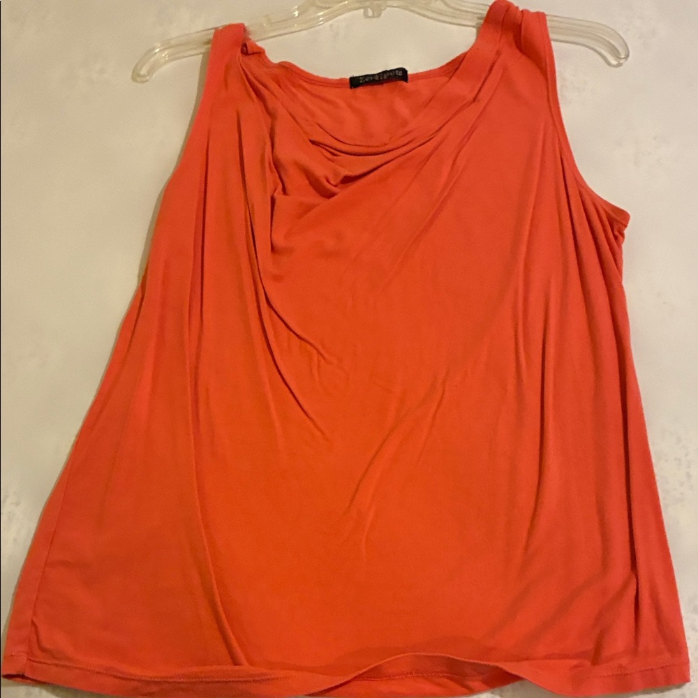 Coral Sleeveless Drape Tank Top